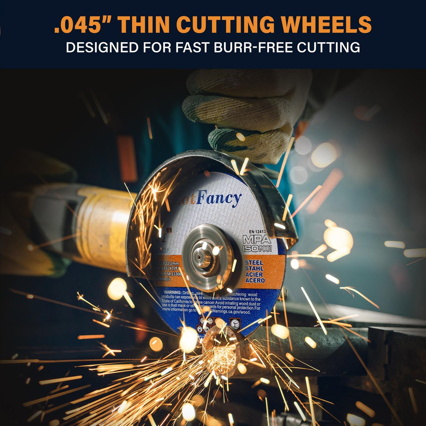 LotFancy Cut Off Wheels 4 1/2 inch, 4 inch, Angle Grinder Cutting Disc, Cutting Wheels for Metal and Stainless Steel, Welding Accessories, Thin Kerf, Flat T1 Cut-Off Tool