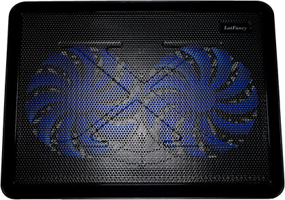 Laptop Cooling Pad with 2 LED Fans by LotFancy - Ultra Slim Portable Chill Mat for 13 to 15 Inch Computer, Dual USB Ports