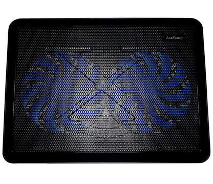 Laptop Cooling Pad with 2 LED Fans by LotFancy - Ultra Slim Portable Chill Mat for 13 to 15 Inch Computer, Dual USB Ports