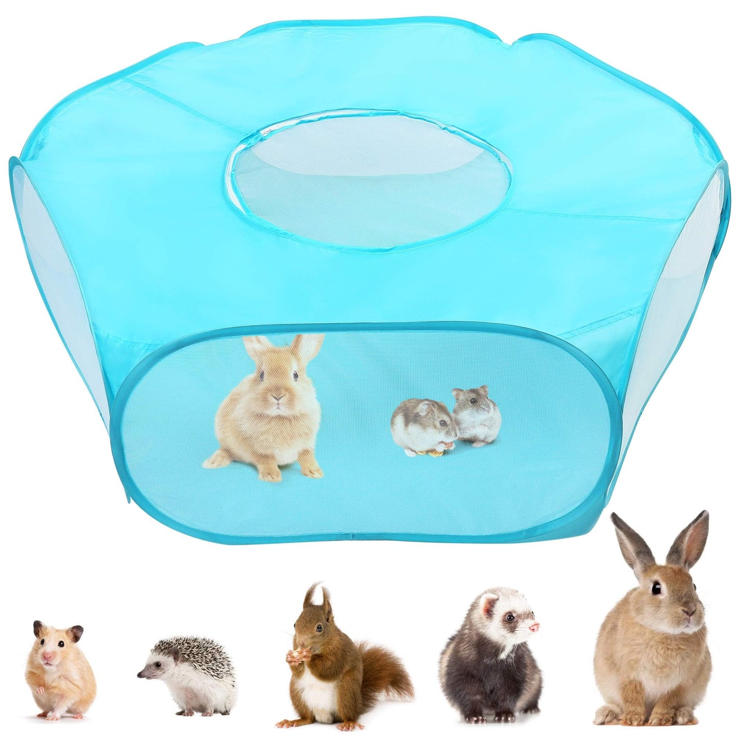 Prime Pets Guinea Pig Playpen, Small Animal Playpen, Foldable Cat Cage Tent with Zipper Cover, Portable Waterproof Pop-Up Play Yard Fence for Rabbit Hamster Rabbit, Indoor Small Pet Exercise Pen