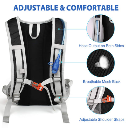 LotFancy Hydration Backpack with 2L Bladder (BPA Free), Leakproof Camel Backpack for Running Cycling Hiking Climbing Race Festival Skiing Walking, Water Hydration Pack for Women Men Kids