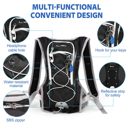 LotFancy Hydration Backpack with 2L Bladder (BPA Free), Leakproof Camel Backpack for Running Cycling Hiking Climbing Race Festival Skiing Walking, Water Hydration Pack for Women Men Kids