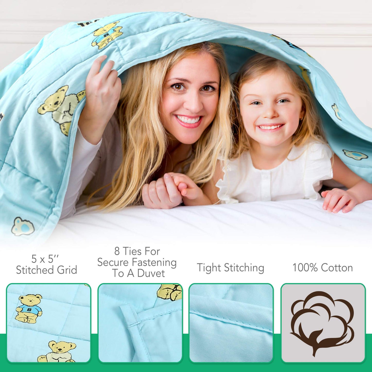 Weighted Blanket for Kids, 5 lbs 36”X48” Child Size, Soft Cooling Blanket, Heavy Blanket for Calm Sleeping, with Premium Glass Beads, Washable