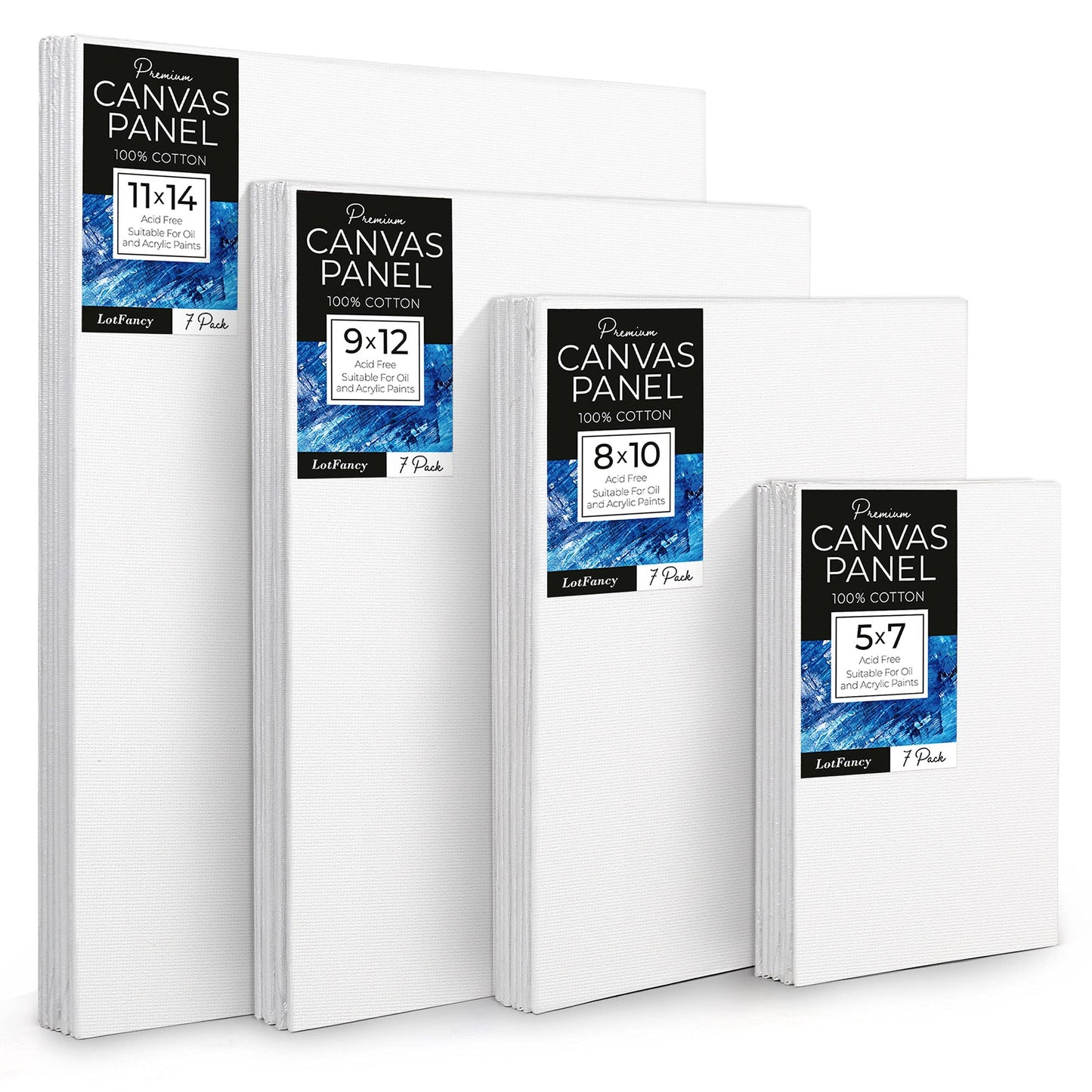 LotFancy Canvases Boards for Painting, 100% Cotton Blank Canvases for Painting, Canvas Panels for Acrylic Pouring, Oil Paint
