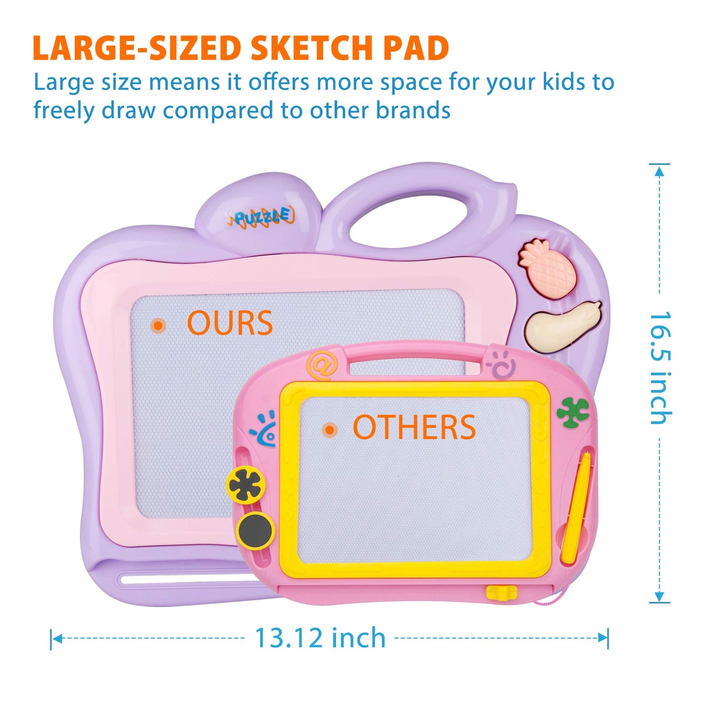 LotFancy Upgraded Magnetic Drawing Board Toddler Toys for Kids Boys, 16x13 Large Magna Doodle Board for Girls Boys, Erasable Writing Sketching Pad for Writing Painting Drawing