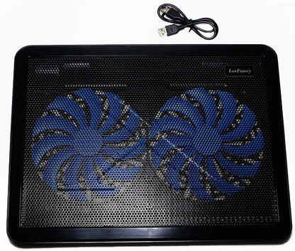 Laptop Cooling Pad with 2 LED Fans by LotFancy - Ultra Slim Portable Chill Mat for 13 to 15 Inch Computer, Dual USB Ports