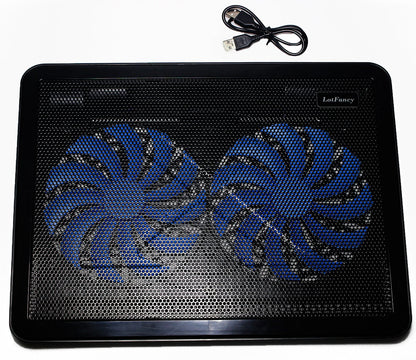 Laptop Cooling Pad with 2 LED Fans by LotFancy - Ultra Slim Portable Chill Mat for 13 to 15 Inch Computer, Dual USB Ports