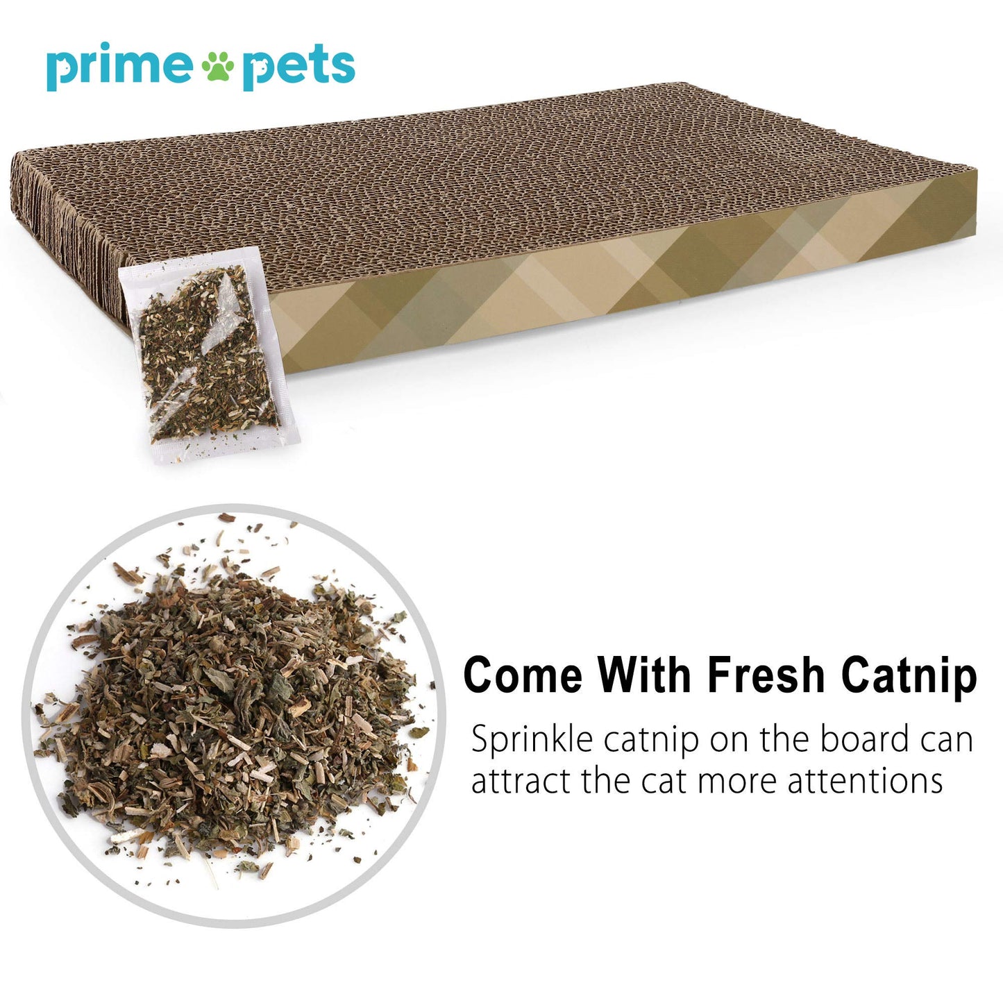 Prime Pets XL Wide Cat Scratcher Cardboard, 2 Pack, Cat Scratching Pads, Corrugated Cat Scratch Board, Large Reversible Refill Sofa Bed Lounge, Catnip Included