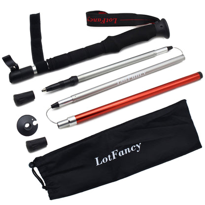 Trekking Pole for Women Men, LotFancy Collapsible Hiking Stick, Tungsten Steel Spike Tip, Extra Rubber Tips