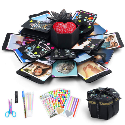 LotFancy Explosion Gift Box, DIY Surprise Photo Box, Creative Scrapbook Album, Preassembled, Love Memory Exploding Picture Box for Valentines’ Day Gift, Anniversary, Wedding, Birthday Gift