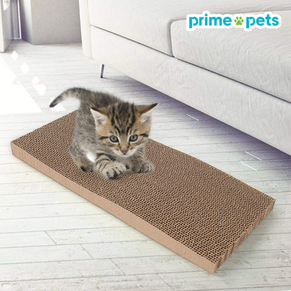 2 in 1 Cardboard Cat Scratcher for Indoor Cats, Reversible Corrugated Cat Scratching Pad with Box, Wave Shaped Replacement Board for Furniture Protector, Catnip Included