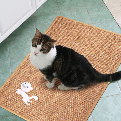 Cat Scratcher Mat, Natural Sisal Cat Scratching Carpet Pad, Floor Scratching Rug, Anti Slip Cat Scratching Mat for Cat Grinding Claws & Protecting Furniture