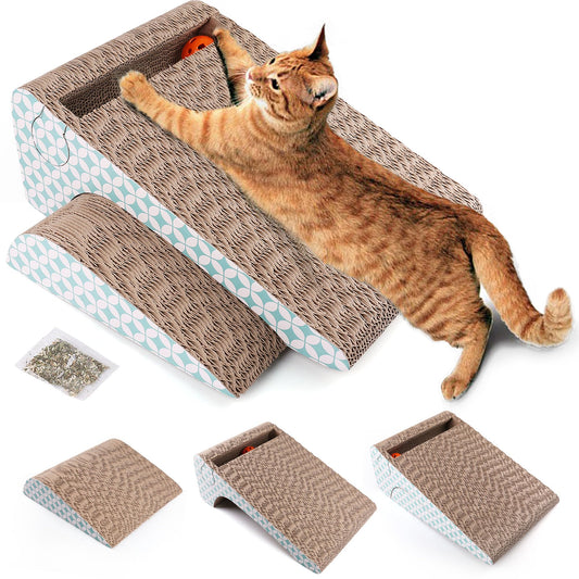 Prime Pets Cat Scratcher Cardboard, Cat Scratching Pad with Ball, 2-in-1, Cat Scratch Cat Scratching Board for Indoor Cats