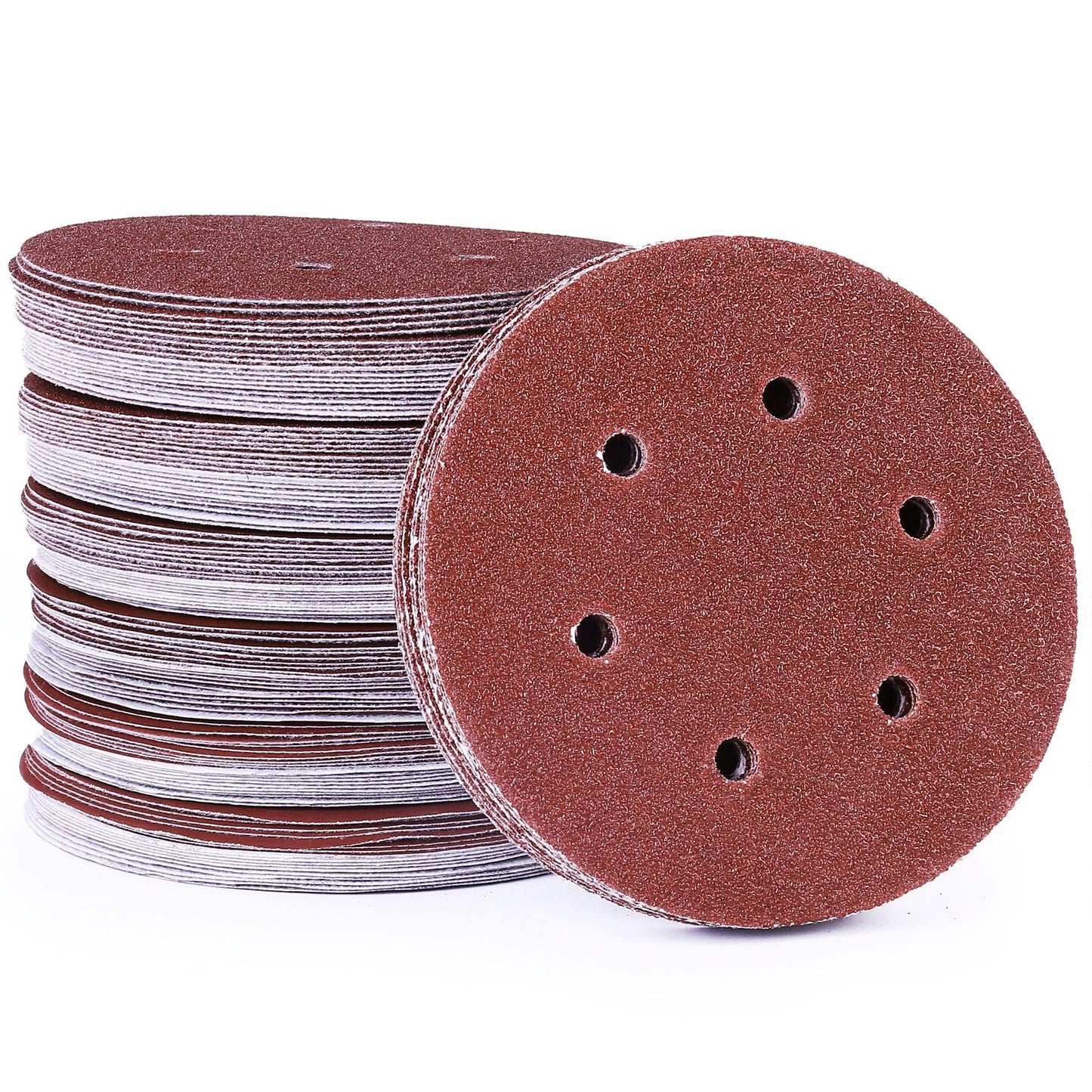 LotFancy 6" 6-Hole Sanding Discs Sandpaper Hook and Loop Pads 40/60/80/100/120/180/240/320/400/800/1000/1500/2000 Assorted Grits