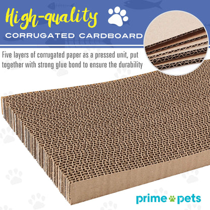 2 in 1 Cardboard Cat Scratcher for Indoor Cats, Reversible Corrugated Cat Scratching Pad with Box, Wave Shaped Replacement Board for Furniture Protector, Catnip Included