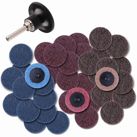 LotFancy 2 Inch Sanding Discs, 46PCS, Roll Lock Grinding Stripping Discs and 1/4" Holder, Fine Medium Coarse Assorted Pack, R-Type Quick Change Surface Conditioning Disc