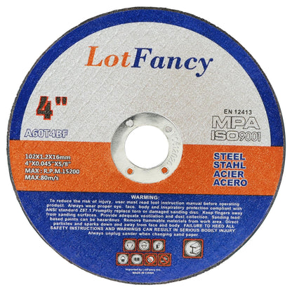 LotFancy Cut Off Wheels 4 1/2 inch, 4 inch, Angle Grinder Cutting Disc, Cutting Wheels for Metal and Stainless Steel, Welding Accessories, Thin Kerf, Flat T1 Cut-Off Tool