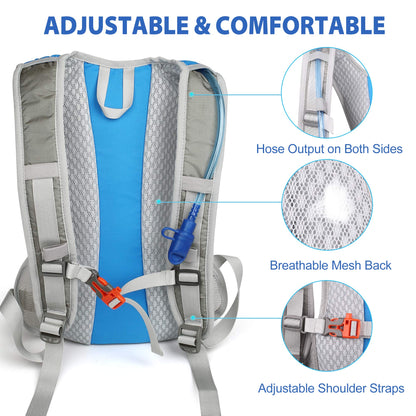 LotFancy Hydration Backpack with 2L Bladder (BPA Free), Leakproof Camel Backpack for Running Cycling Hiking Climbing Race Festival Skiing Walking, Water Hydration Pack for Women Men Kids
