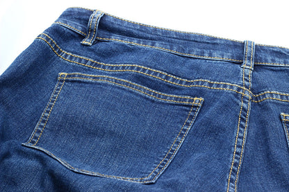 LotFancy Plus Size Straight Stretch Blue Denim Jeans for Women Ladies Girls, Midrise