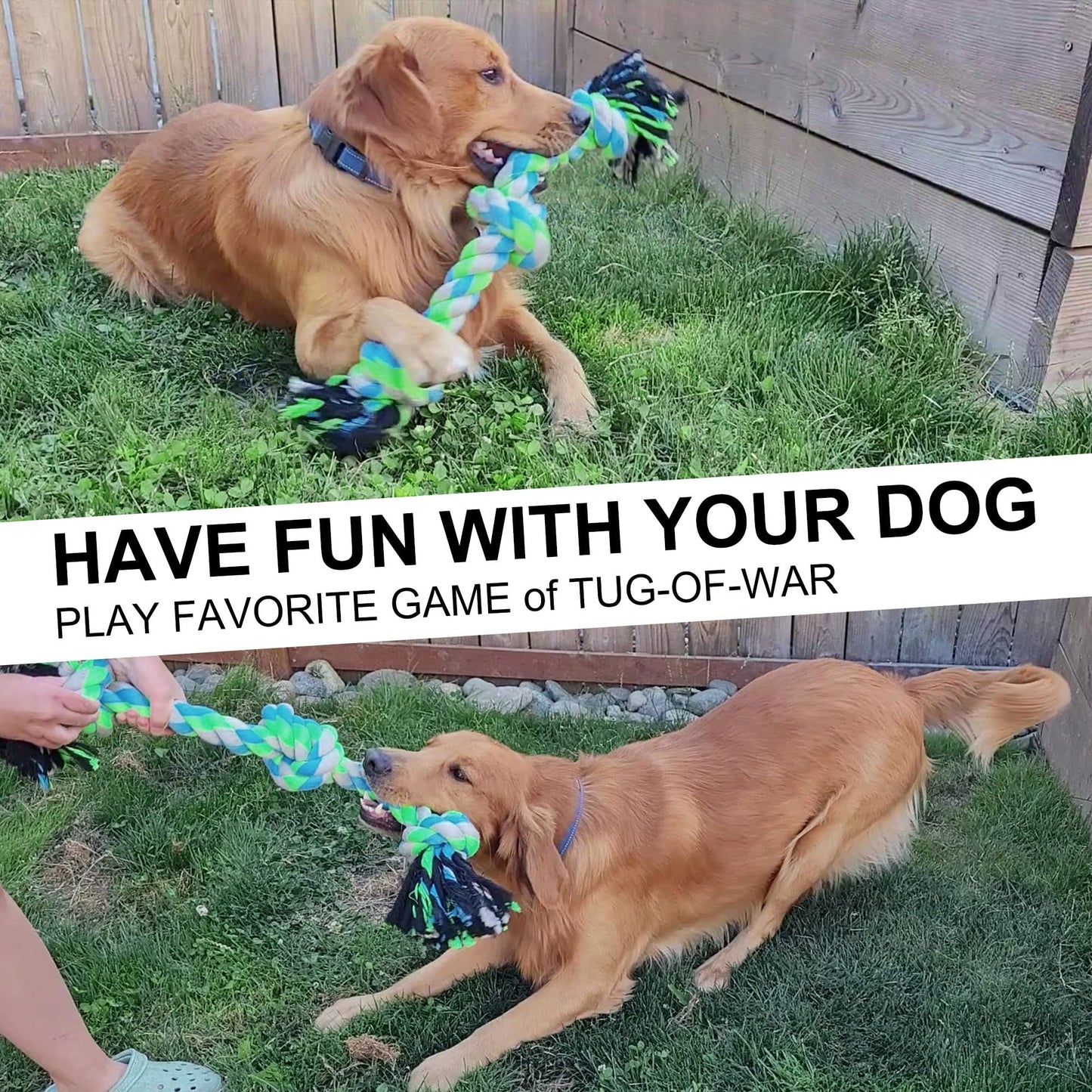 Prime Pets Dog Rope Toys for Aggressive Chewers, Indestructible Dog Chew Toys for Large and Medium Dogs, Interactive Tug of War Dog Toy for Teeth Cleaning, Squeaky Dog Ball