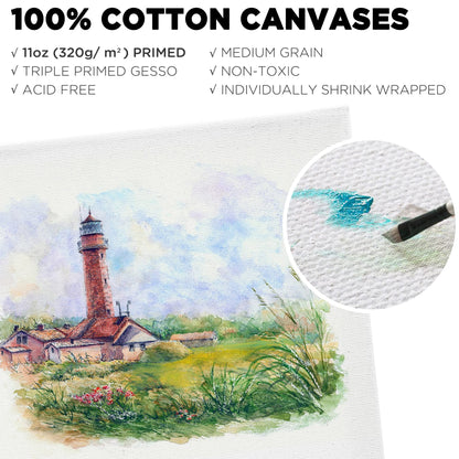 LotFancy Canvases Boards for Painting, 100% Cotton Blank Canvases for Painting, Canvas Panels for Acrylic Pouring, Oil Paint
