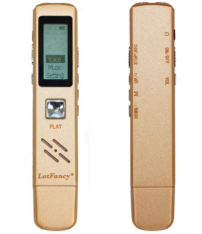 LotFancy USB Digital Voice Recorder /MP3 Player - Rechargeable 8GB Audio Dictaphone