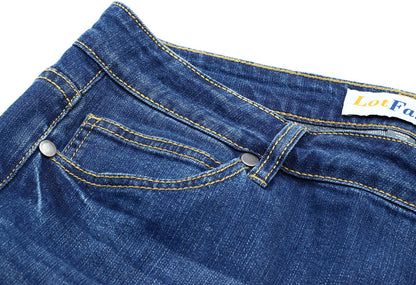 LotFancy Plus Size Straight Stretch Blue Denim Jeans for Women Ladies Girls, Midrise