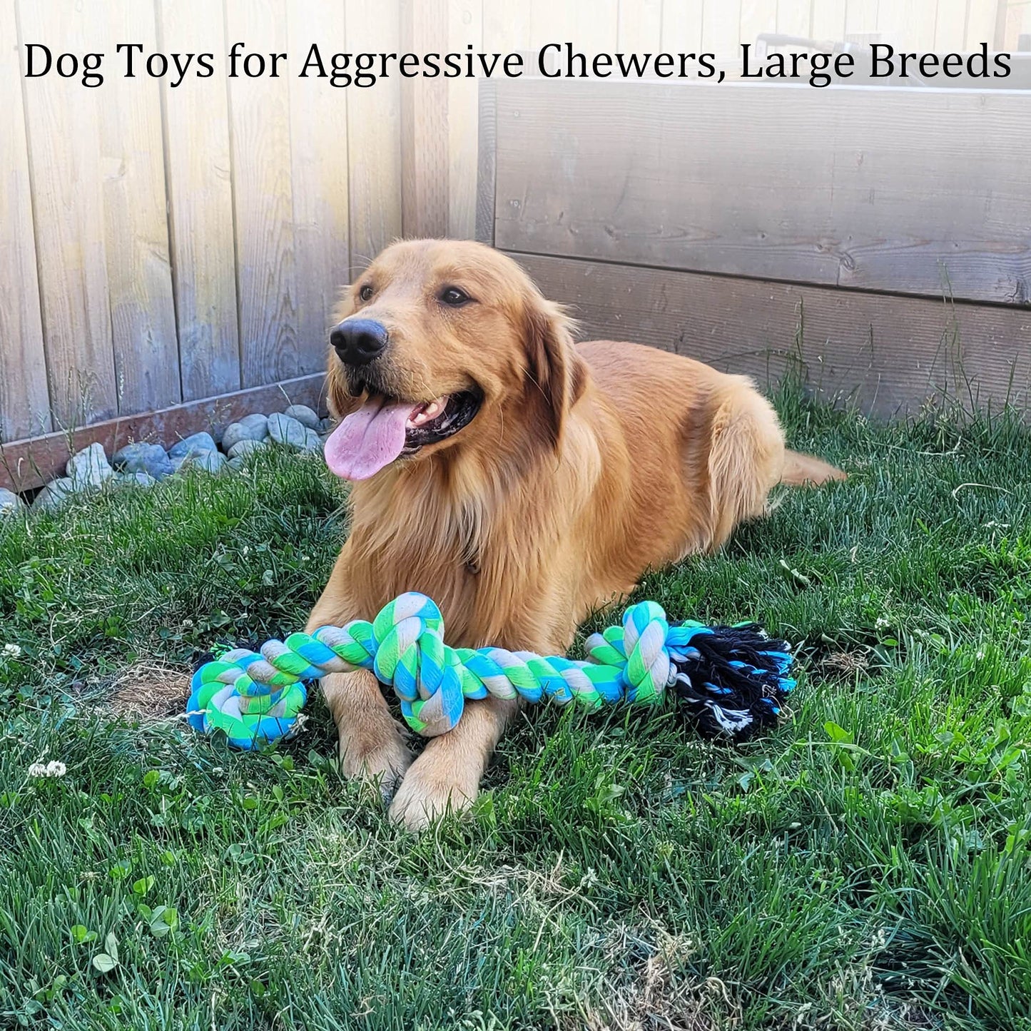 Prime Pets Dog Rope Toys for Aggressive Chewers, Indestructible Dog Chew Toys for Large and Medium Dogs, Interactive Tug of War Dog Toy for Teeth Cleaning, Squeaky Dog Ball