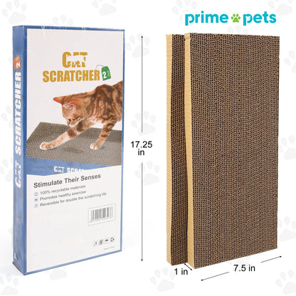 2 in 1 Cardboard Cat Scratcher for Indoor Cats, Reversible Corrugated Cat Scratching Pad with Box, Wave Shaped Replacement Board for Furniture Protector, Catnip Included