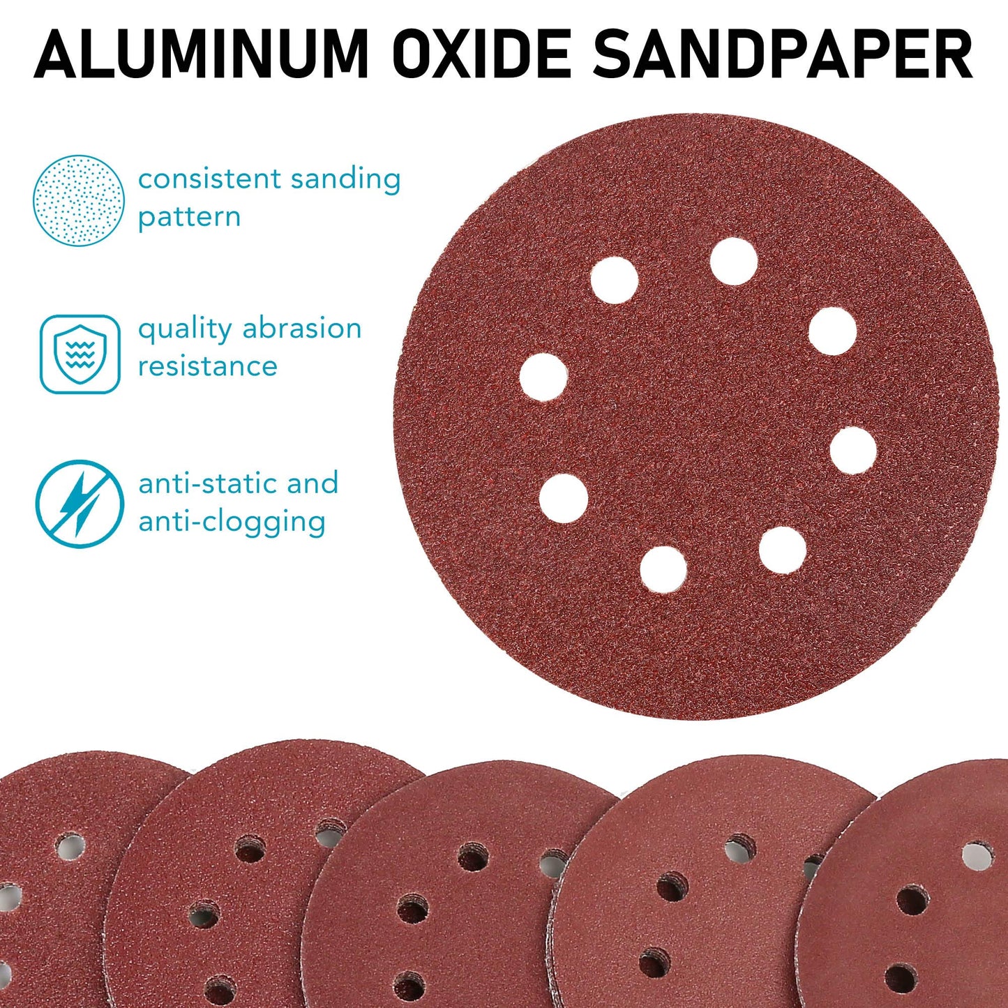 LotFancy Sanding Disc 5 Inch 8 Hole, 40-3000 Grit Assorted Sand Paper, Hook and Loop Sandpaper Assortment, Random Orbital Sander Pads