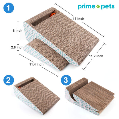 Prime Pets Cat Scratcher Cardboard, Cat Scratching Pad with Ball, 2-in-1, Cat Scratch Cat Scratching Board for Indoor Cats, Removable, Corrugated, Catnip Included PMT