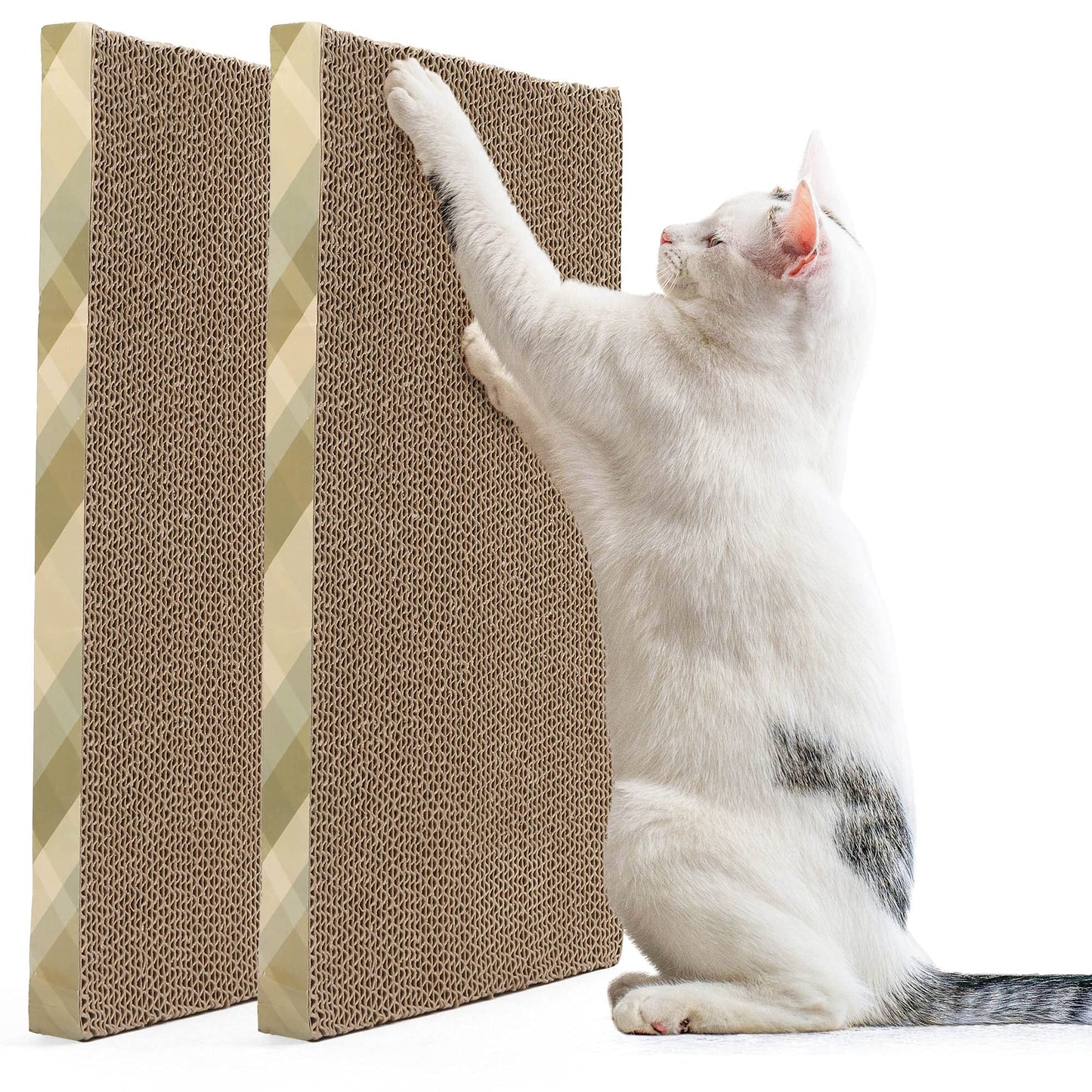 Prime Pets XL Wide Cat Scratcher Cardboard, 2 Pack, Cat Scratching Pads, Corrugated Cat Scratch Board, Large Reversible Refill Sofa Bed Lounge, Catnip Included